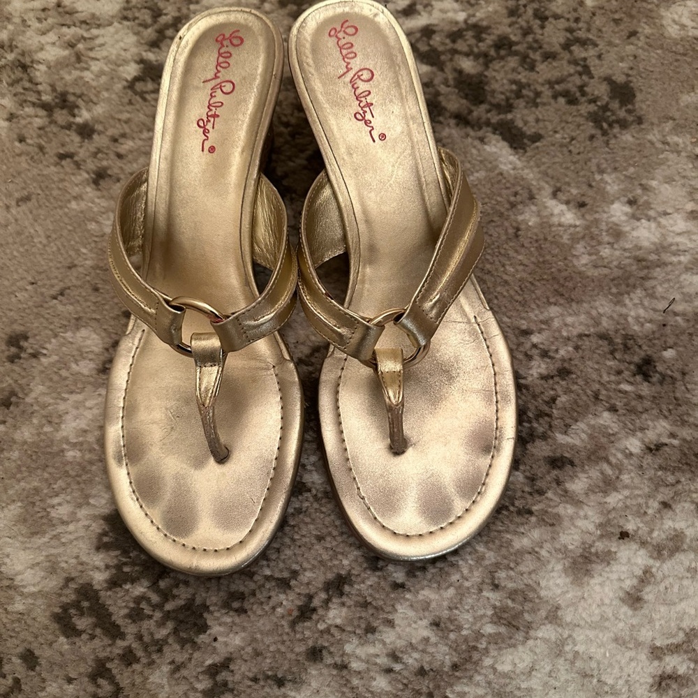 Lilly Pulitzer Metallic Gold Sandals